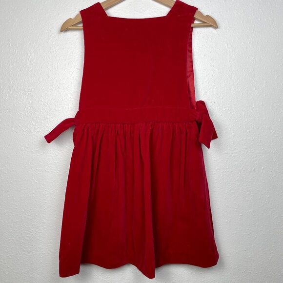 VTG Red Velvet Square Neck Overall Tie Waist Dress - Picture 6 of 8